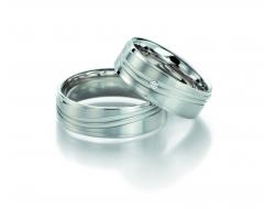 585 Weissgold, seidenmatt / poliert,  Fischer Oro blanco - Los anillos de boda